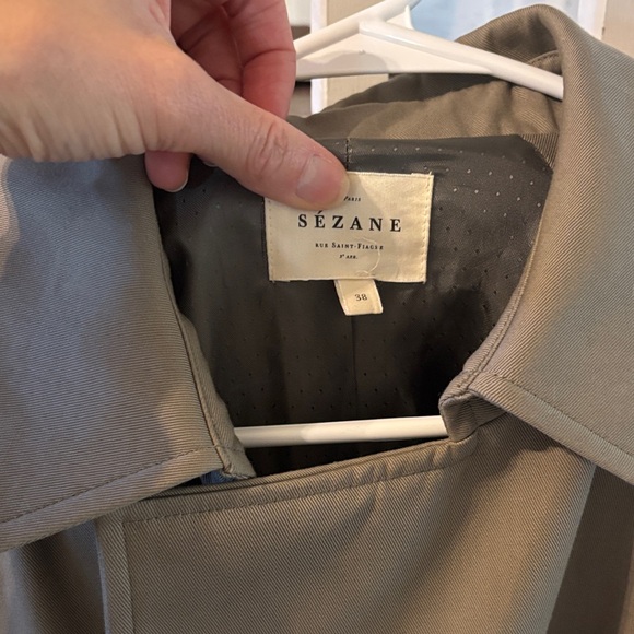 Sezane Scott Khaki Green Trench Coat - Picture 4 of 7